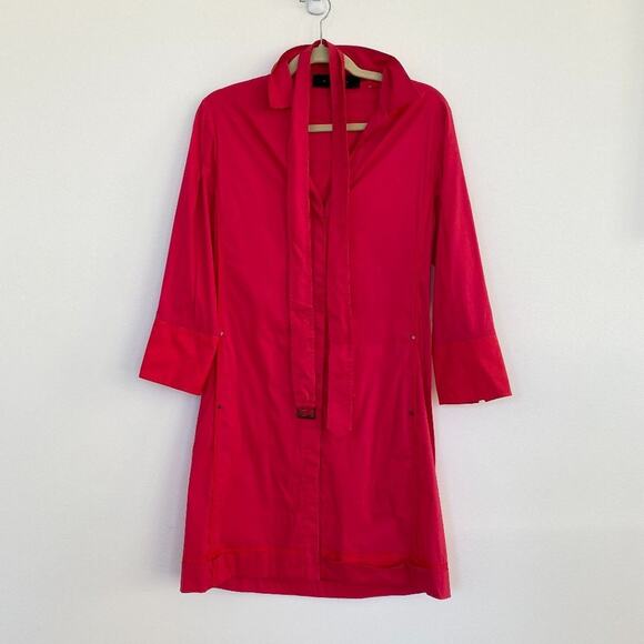 MISSING Elie Tahari Red Belted Shirt Dress - Picture 4 of 8